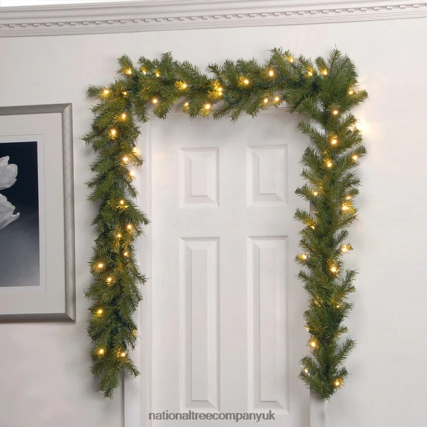 Greenery | National Tree Company Pre Lit Artificial Garland Norwood Fir Green Decorated with Multifunctional Twinkling LED Lights Plug In Christmas Collection 9 Feet F2L4F373